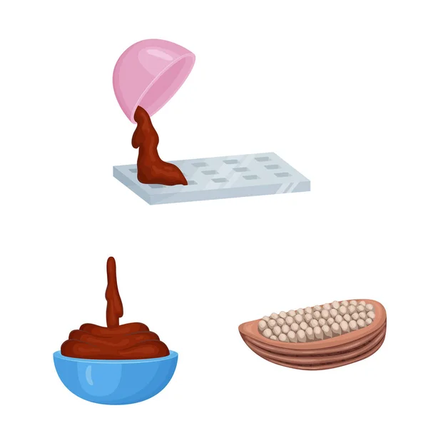 Diseño vectorial de cacao y frijoles símbolo. Colección de cacao y dulzura símbolo de stock para la web . — Vector de stock