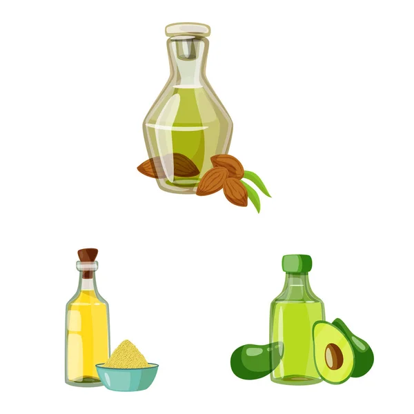 Conception vectorielle de la bouteille et logo en verre. Ensemble de bouteille et symbole de stock de l'agriculture pour la toile . — Image vectorielle