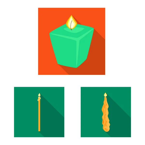 Diseño vectorial de la luz de las velas y el símbolo de decoración. Colección de la luz de las velas y el icono del vector de llama para la acción . — Vector de stock