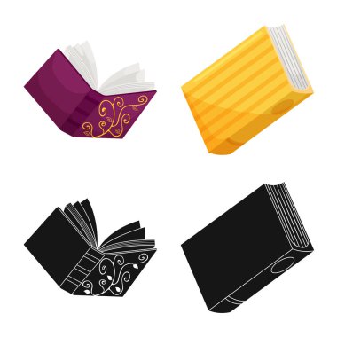 Eğitim ve kapak simge vektör tasarımı. Eğitim ve hisse senedi için kitapçı vektör simge koleksiyonu.