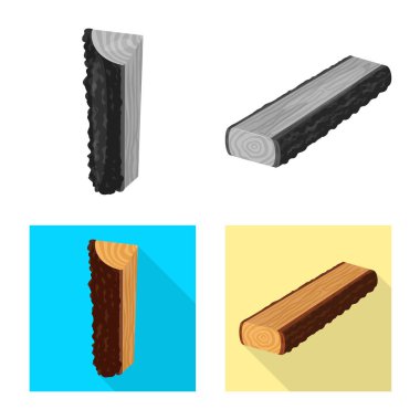 Ağaç ve ham logo vektör tasarımı. Web için ağaç ve inşaat hisse senedi simgesi kümesi.