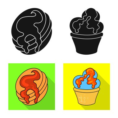 Şekerleme ve mutfak simge vektör Illustration. Şekerlemeler ve hisse senedi için ürün vektör simge kümesi.