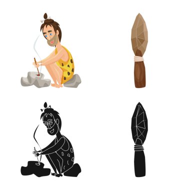 Evrim ve tarih öncesi simge vektör tasarımı. Web için evrim ve geliştirme hisse senedi simgesi kümesi.