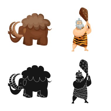 Evrim ve tarih öncesi simge vektör tasarımı. Evrim ve geliştirme hisse senedi vektör çizim seti.