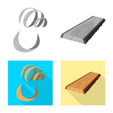 Ağaç ve ham simge vektör tasarımı. Web için ağaç ve inşaat hisse senedi simgesi kümesi.