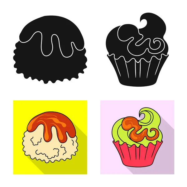 Ilustracja wektorowa słodycze i kulinarny symbol. Zestaw wyrobów cukierniczych i produktu symbol giełdowy dla sieci web. — Wektor stockowy