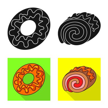 Şekerleme ve mutfak işareti yalıtılmış nesne. Şekerlemeler ve hisse senedi için ürün vektör simge kümesi.