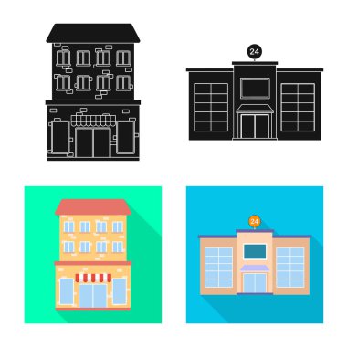 Belediye izole nesnesini ve merkezi logosu. Emlak hisse senedi vektör çizim ve Belediye kümesi.