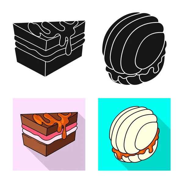 Illustrazione vettoriale di pasticceria e simbolo culinario. Set di dolciumi e stock di prodotti simbolo per il web . — Vettoriale Stock