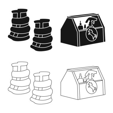 Ekipman ve logo sürme yalıtılmış nesne. Hisse senedi için ekipman ve rekabet vektör simge kümesi.