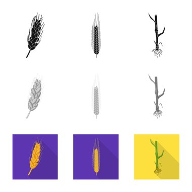 Yalıtılmış nesne tarım ve tarım simgesi. Tarım ve bitki hisse senedi vektör çizim topluluğu.