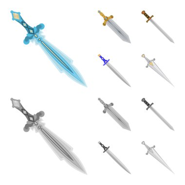 Oyun ve zırh logo vektör tasarımı. Oyun kümesi ve hisse senedi için bıçak vektör simgesi.