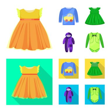 Moda ve giysi sembolü yalıtılmış nesne. Hisse senedi için moda ve pamuk vektör simge topluluğu.