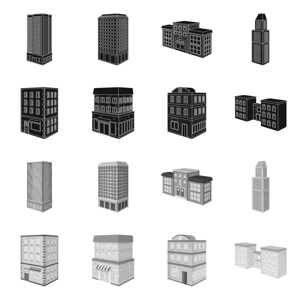 Vektorillustration der Konstruktion und des Bauzeichens. Sammlung von Bau- und Immobilienvektorsymbolen für Aktien. — Stockvektor