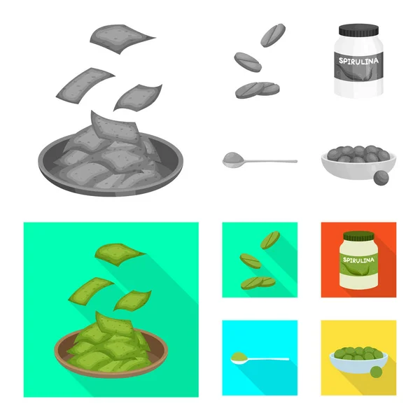 Illustration vectorielle du logo protéine et mer. Jeu d'illustration vectorielle de protéines et de bouillon naturel . — Image vectorielle