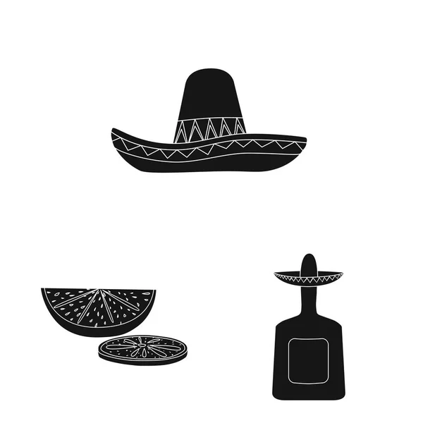 Vector design of carnival and national symbol. Set of carnival and tequila vector icon for stock. — Stock Vector