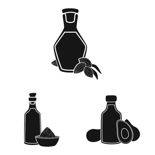 Ilustración vectorial del símbolo del petróleo y la agricultura. Colección de aceite y vidrio símbolo de stock para la web . — Vector de stock