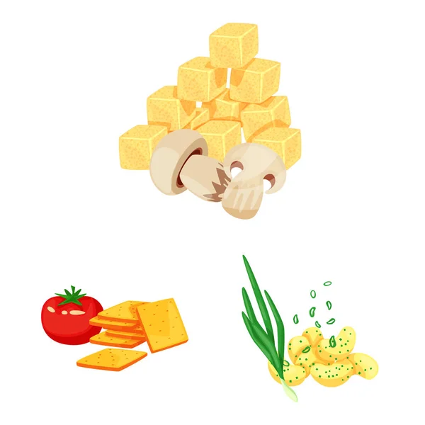 Diseño vectorial del logotipo de alimentos y productos. Conjunto de comida y partido símbolo de stock para la web . — Archivo Imágenes Vectoriales
