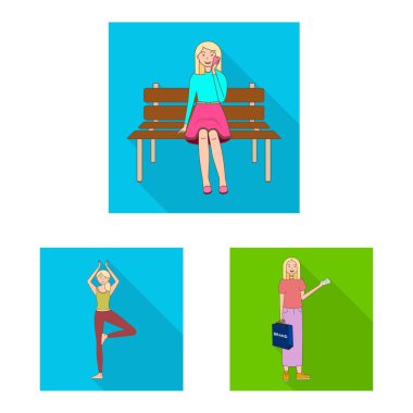 Kadın ve vücut simgesi yalıtılmış nesne. Kadın ve stil stok vektör çizim seti.