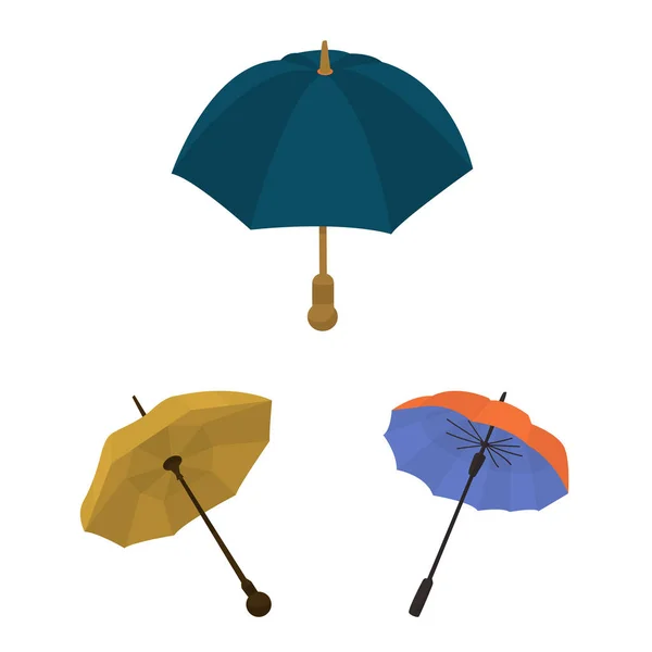 Ilustración vectorial de paraguas y logotipo de lluvia. Conjunto de paraguas e icono de vector meteorológico para stock . — Vector de stock