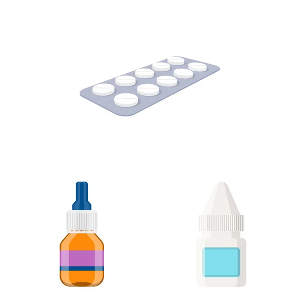 Изолированный объект аптеки и фармацевтического логотипа. Коллекция лекарственных средств и векторных значков здоровья на складе . — стоковый вектор