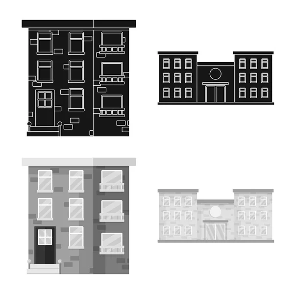 Objeto isolado do logotipo municipal e central. Coleção de ilustração vetorial de estoque municipal e imobiliário . —  Vetores de Stock