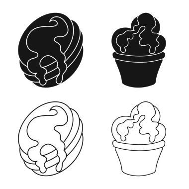 Şekerlemeler ve mutfak logo vektör tasarımı. Şekerlemeler ve hisse senedi için ürün vektör simge kümesi.