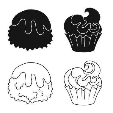 Şekerlemeler ve mutfak simge vektör tasarımı. Şekerleme ve ürün hisse senedi simgesi için web topluluğu.