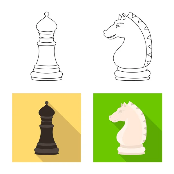 Vektordesign von Schachmatt und dünnem Symbol. Sammlung von Schachmatt und Zielaktiensymbol für das Web. — Stockvektor