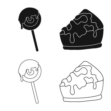 Şekerleme ve mutfak işareti yalıtılmış nesne. Şekerleme ve ürün hisse senedi simgesi için web topluluğu.