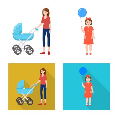 İzole işareti karakteri ve avatar nesne. Karakter ve portre hisse senedi vektör çizim topluluğu.