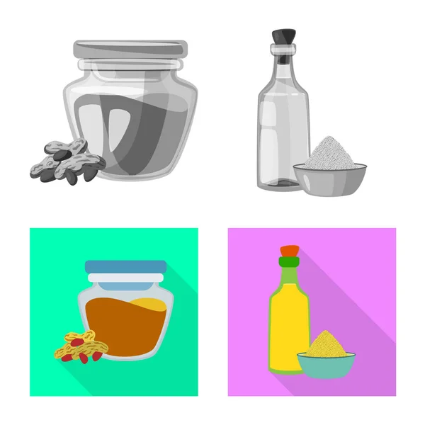 Illustrazione vettoriale del logo sano e vegetale. Set di sano e agricoltura stock simbolo per il web . — Vettoriale Stock