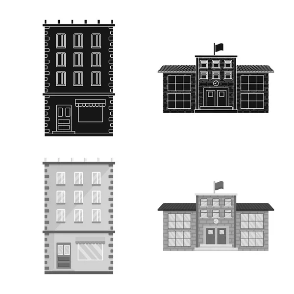 Diseño vectorial de símbolo municipal y central. Colección de icono vectorial municipal y patrimonial para stock . — Vector de stock