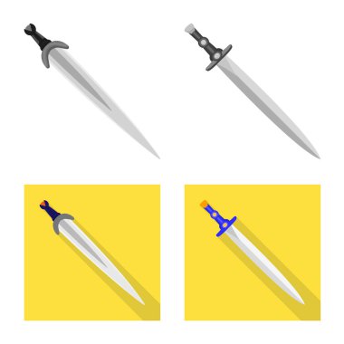 Oyun ve zırh simge vektör tasarımı. Web için oyun ve bıçak hisse senedi simgesi kümesi.