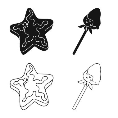 Şekerlemeler ve mutfak logo vektör tasarımı. Şekerlemeler ve web için ürün hisse senedi simgesi.