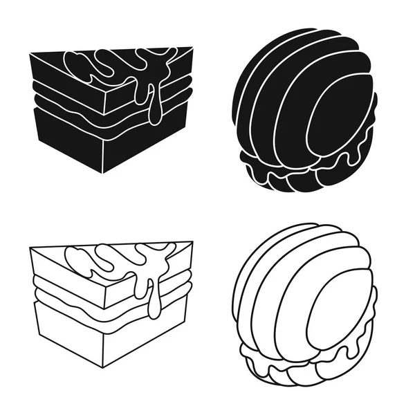 Geïsoleerde object van zoetwaren en culinaire teken. Set van zoetwaren en product voorraad vectorillustratie. — Stockvector