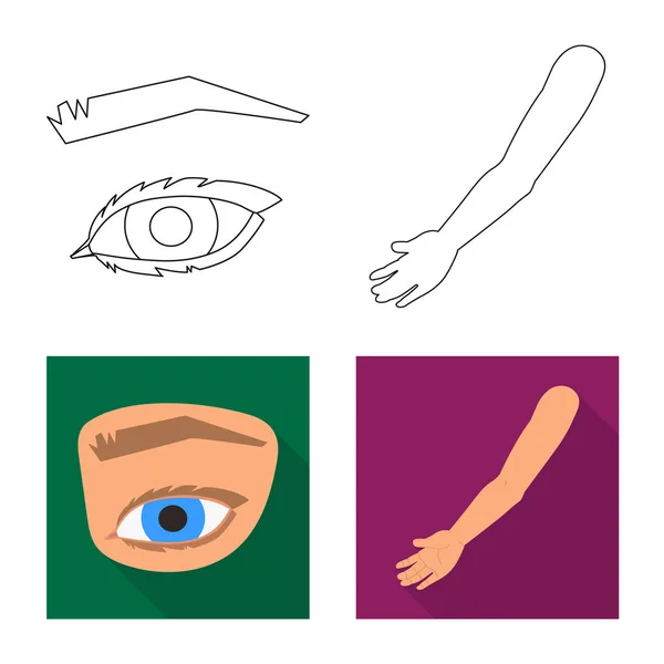 Vector εικονογράφηση του σώματος και μέρος του λογότυπου. Σύνολο του σώματος και την ανατομία σύμβολο μετοχής για το web. — Διανυσματικό Αρχείο