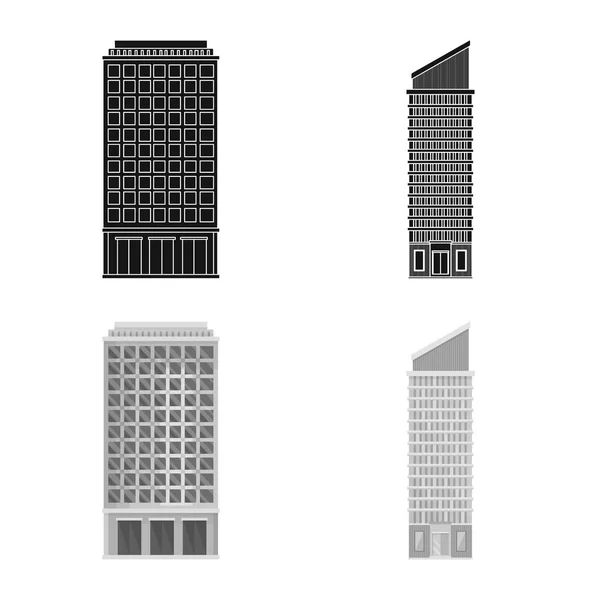 Projeto vetorial do símbolo municipal e central. Conjunto de ilustração vetorial de ações municipais e imobiliárias . — Vetor de Stock