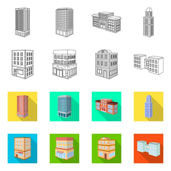 Ilustração vetorial do ícone de construção e construção. Conjunto de símbolo de estoque de construção e propriedade para web . — Vetor de Stock