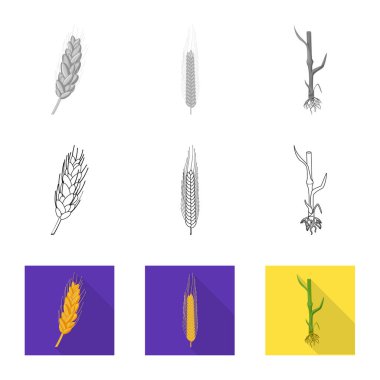 Tarım ve tarım işareti izole nesne. Tarım ve bitki hisse senedi vektör çizim seti.