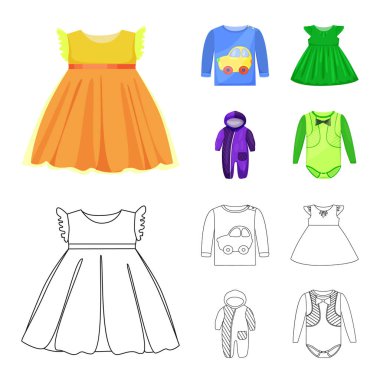 Moda ve giysi simgesi yalıtılmış nesne. Hisse senedi için moda ve pamuk vektör simge topluluğu.
