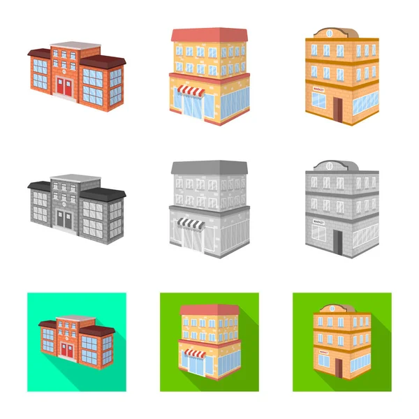 建筑和建筑标志的矢量设计。建筑和庄园股票向量例证的集合. — 图库矢量图片