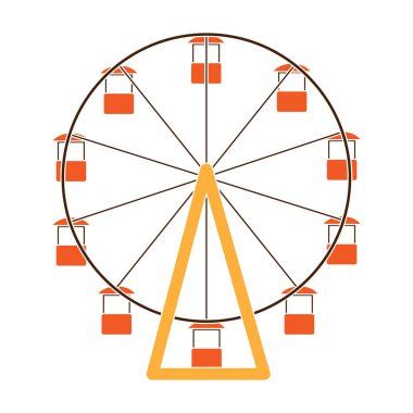 Tekerlek lunaparkta. Yavaş cazibe şehri keşfetmek için. Renk stili vektör sembolü stok illüstrasyon eğlence parkı tek simge.