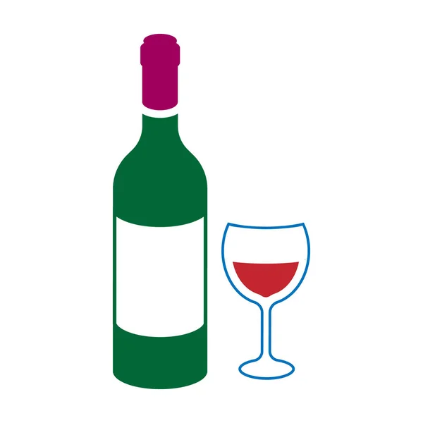 Icono de vino tinto en estilo de color aislado sobre fondo blanco. Alcohol símbolo stock vector ilustración . — Vector de stock