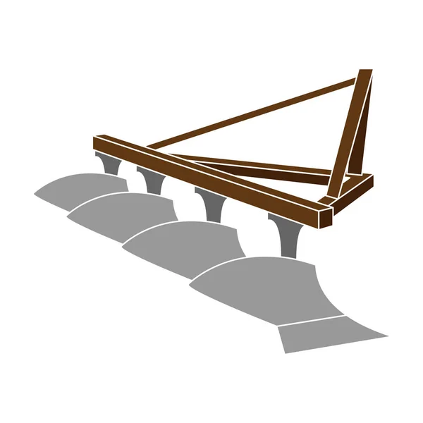 拖拉机用于犁地的红色金属附件。农业机械单图标在颜色样式矢量符号股票插图. — 图库矢量图片