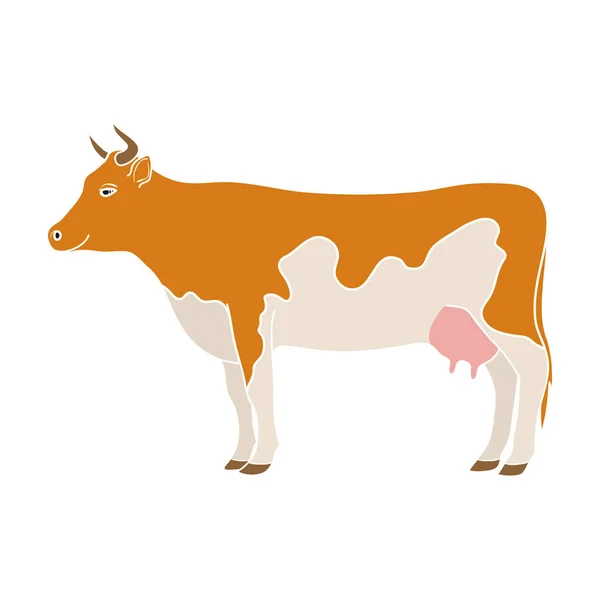 Αγελάδα. ζώα μεμονωμένο εικονίδιο σε χρωματικό στυλ διάνυσμα σύμβολο απόθεμα εικόνα Web. — Διανυσματικό Αρχείο