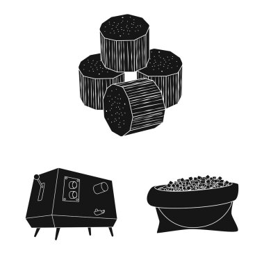 Sakaroz ve teknoloji logosu izole nesne. Stok için sakaroz ve baston vektör simgesi seti.