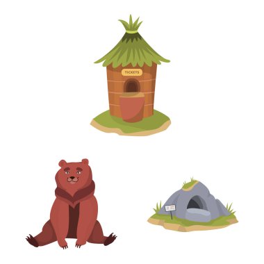 Hayvanat bahçesi ve park logosu izole nesne. Web için hayvanat bahçesi ve hayvan stok sembolü koleksiyonu.