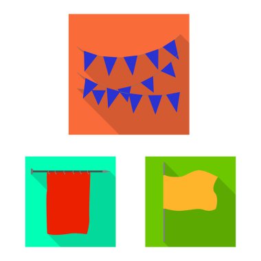 Kumaş ve beyaz logo vektör tasarımı. Kumaş ve sunum hisse senedi vektör çizim seti.