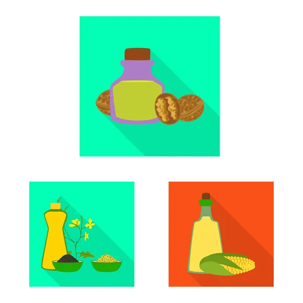 Diseño vectorial de la botella y el icono de vidrio. Colección de botella y símbolo de stock de agricultura para la web . — Vector de stock